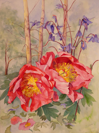 Peonies<br><font size=2>22&quot; x 30&quot;<br>$550 (reproductions available)</font>